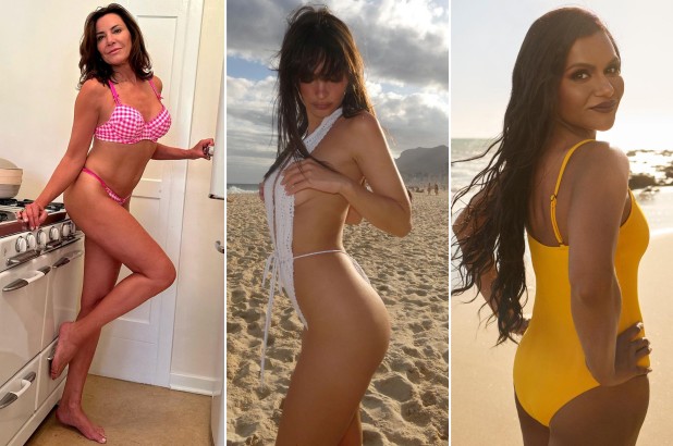 Luann de Lesseps, Emily Ratajkowski and Mindy Kaling wearing swimsuits