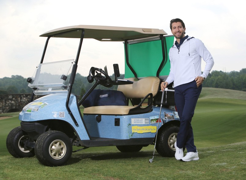 Jason Tartick In The New Wyndham Rewards `Cubicle Caddie` Golf Cart