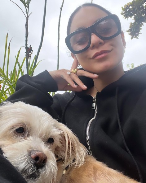 Vanessa Hudgens with her dog